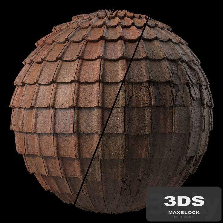 Roof Tile Materials 49- Concrete Roofing by Sbsar generator | Seamless, Pbr, 4k