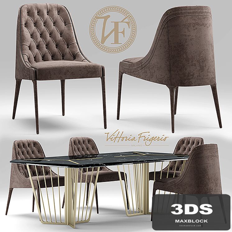 Chair vittoria frigerio Poggi High capitonne, Alfieri table