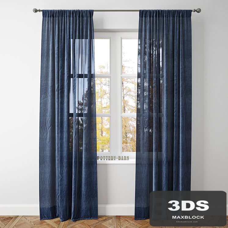BELGIAN FLAX LINEN SHEER DRAPE-Pottery Barn