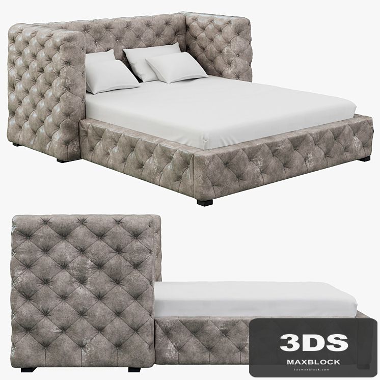 Restoration Hardware Tribeca Tufted Leather Platform Bed