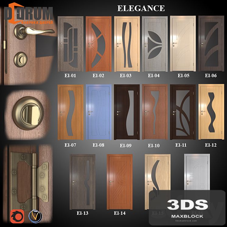 Doors (16 pcs. 20 colors) series Elegance