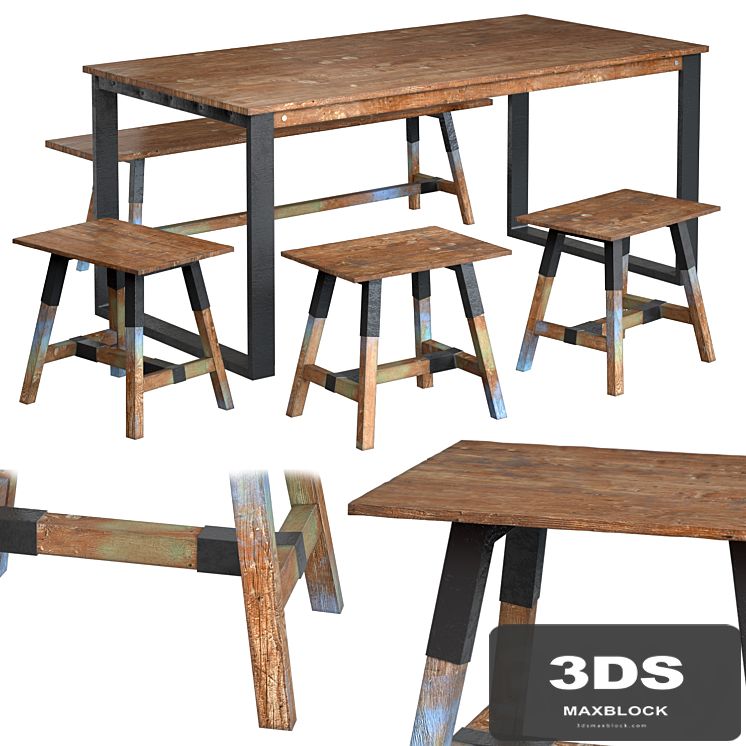 Dining table with teak array Look 180