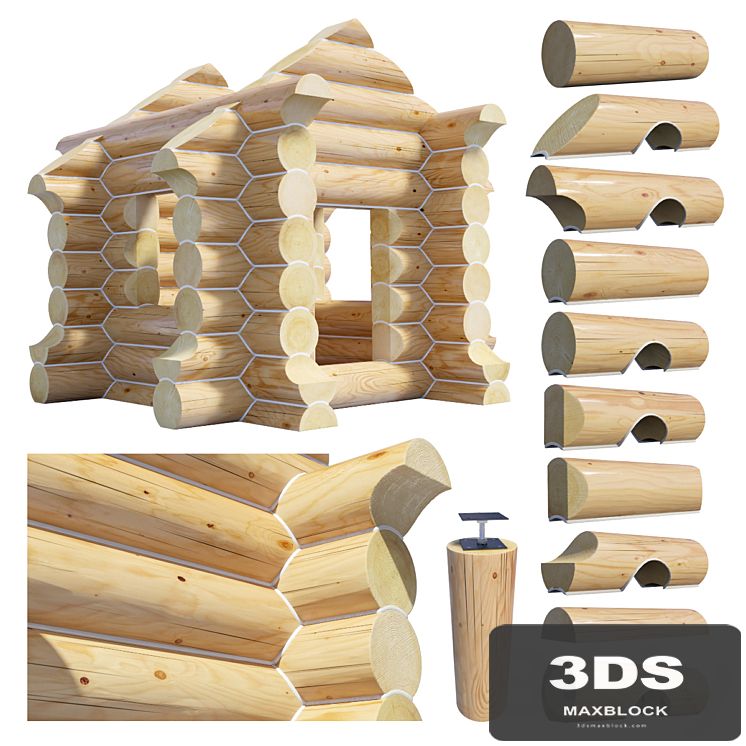 A set of logs to create the log cabins