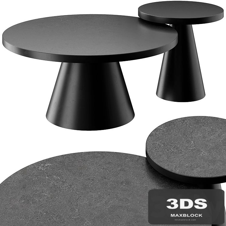 SALONTAFEL LEEDS ROND - ZWART KERAMIEK COFFEE AND SIDE TABLE