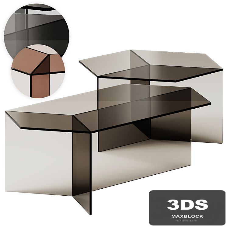 Glass Isom Oblong and Square Coffee Tables by Sebastian Scherer