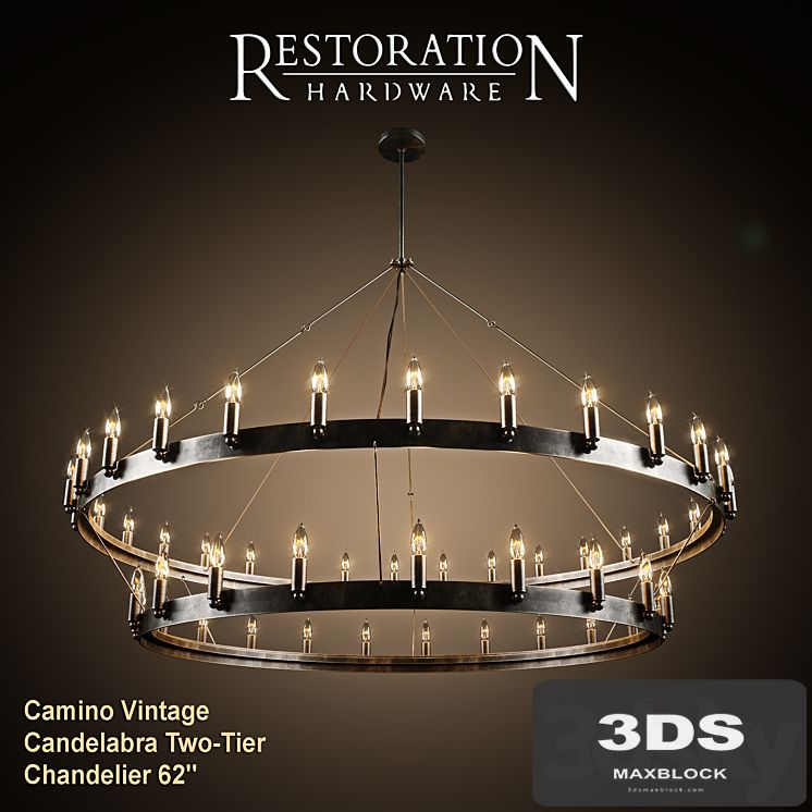 RH Camino Vintage Candelabra Two-Tier Chandelier 62 "