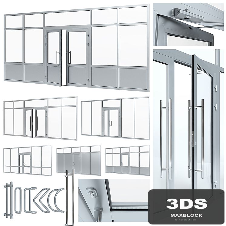 Aluminium door with partitions
