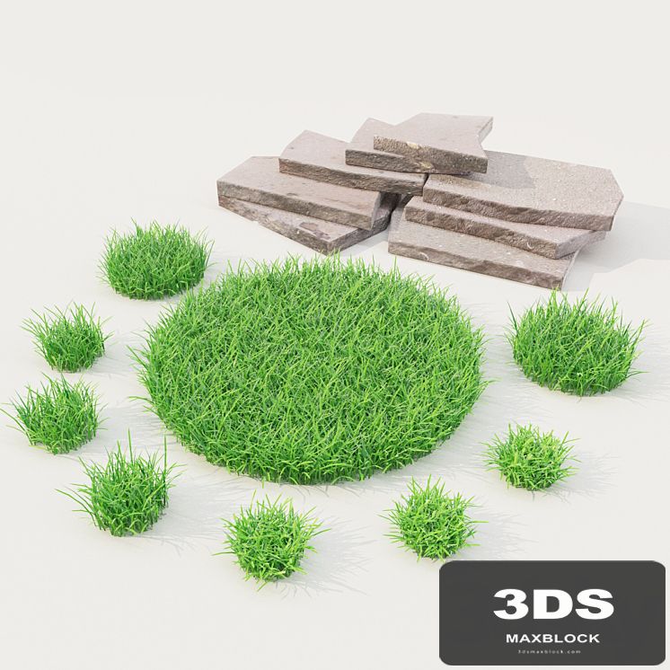 lawn grass with stones