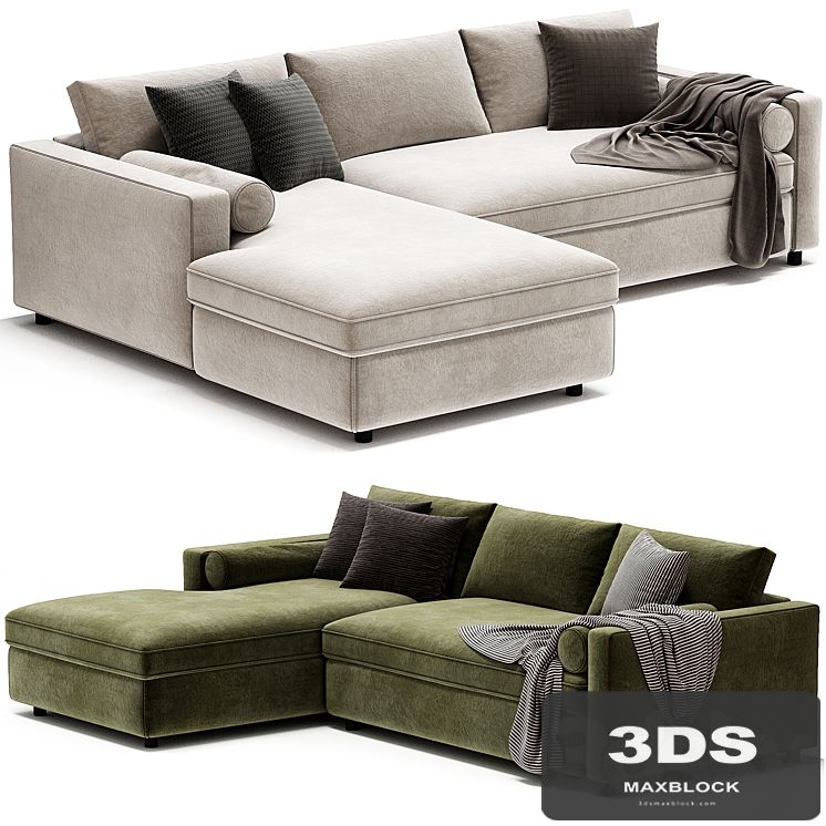 Aris Deep 2 Piece Left Arm Chaise Sectional Sofa