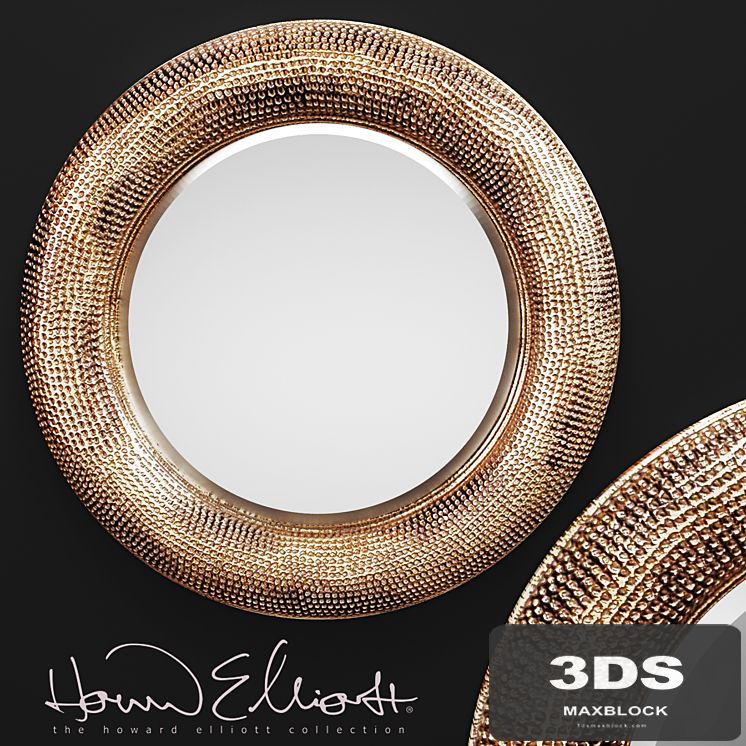 Raymus Mirror by Howard Elliott, copper decor, round, disc, metal, decorative, wall decor, luxury, mirror