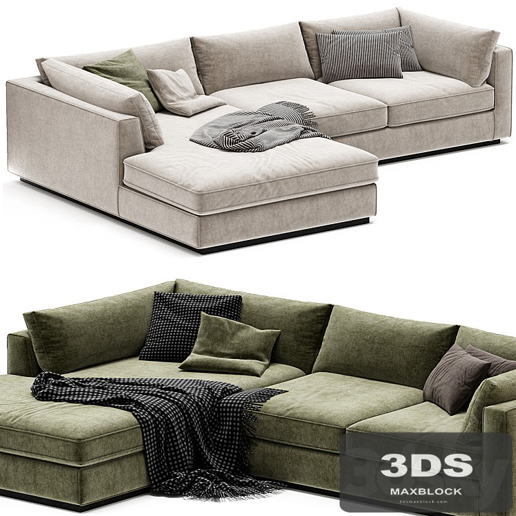 Oceanside Deep 2 Piece Left Arm Bumper Sectional Sofa