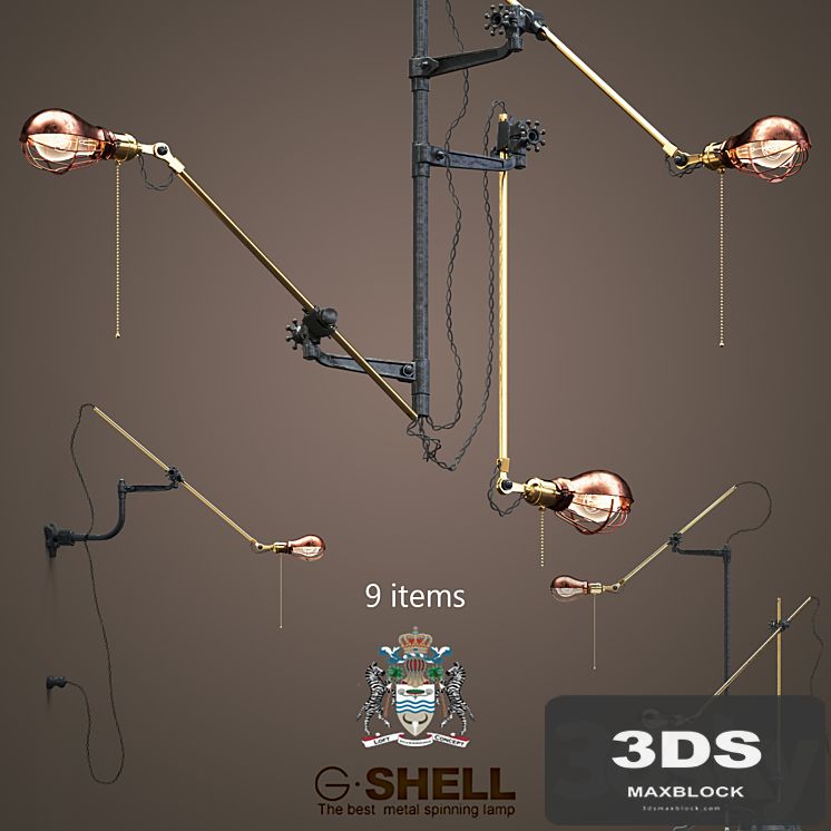 Goldenshell set (9 items) of industrial steampunk extension