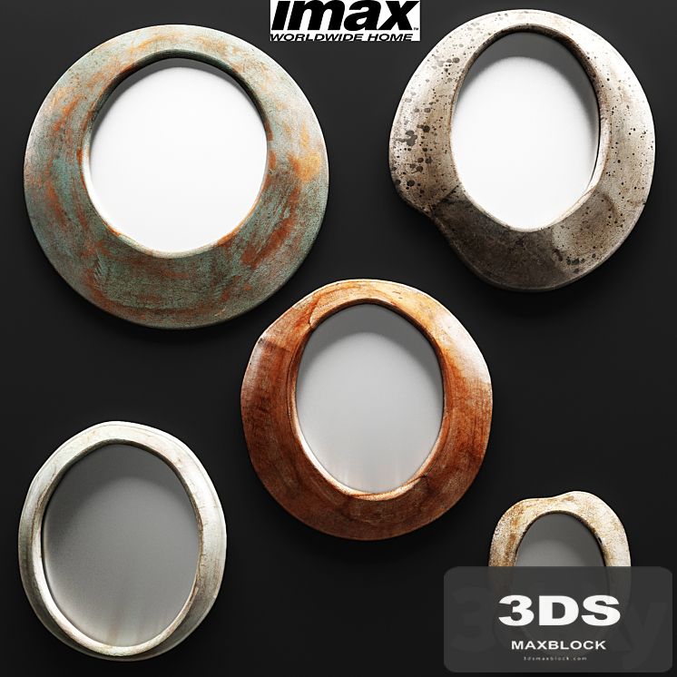 5 Piece Alexa Abstract Mirror, metallic, decor, abstraction, copper, copper, patina