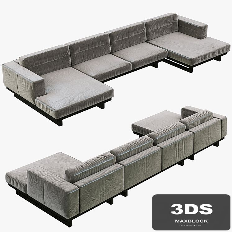 Restoration Hardware Durrell Leather U-Chaise Sectional