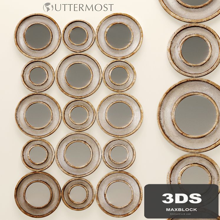 Vobbia Metal Circles Mirror. Uttermost, mirror, circle, discs, wall decor, Aged, panel, decorative