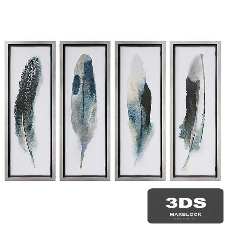 Uttermost Feathered Beauty Wall Art Prints (Set of 4)