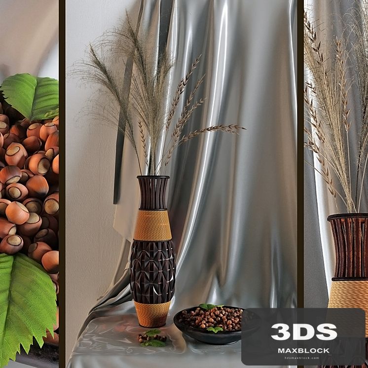 Decor with a vase and nuts