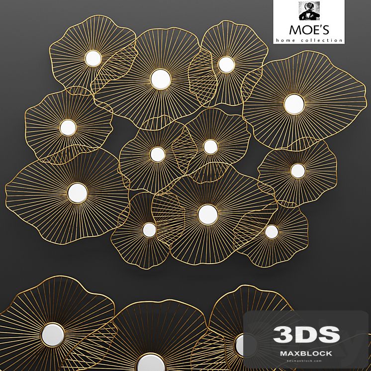 Lily Pad Wall Decor, wall decor, panels, metallic, golden, luxury decor, mirrors