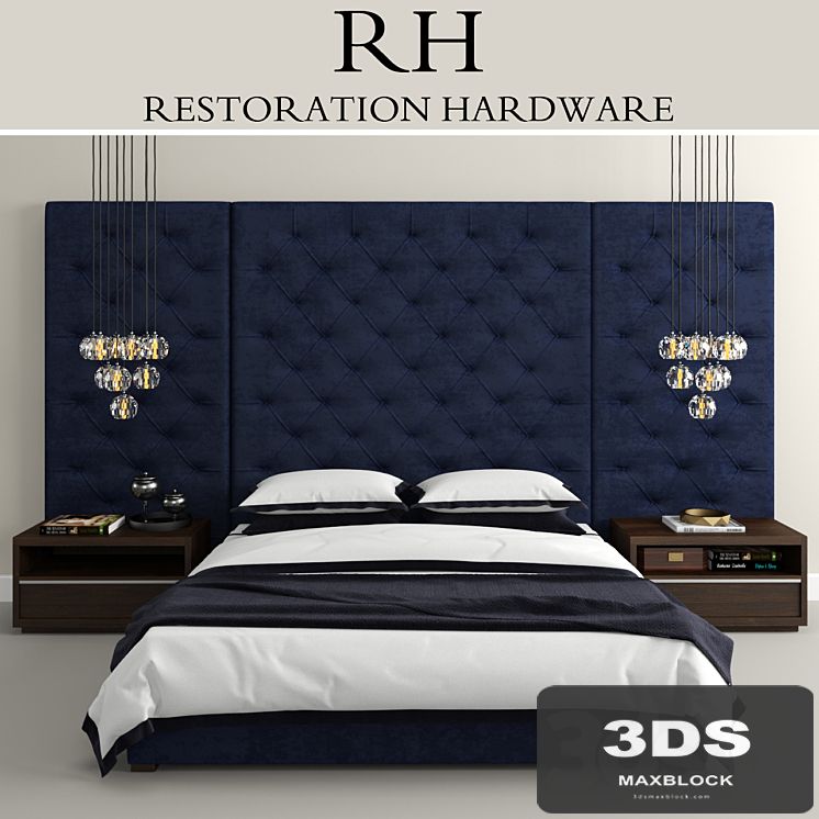 RH Modern custom tufted platform bed