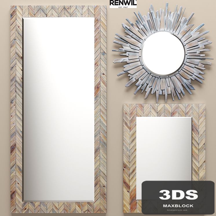 a set of mirrors RENWIL, wooden, sun, eco, eco-design