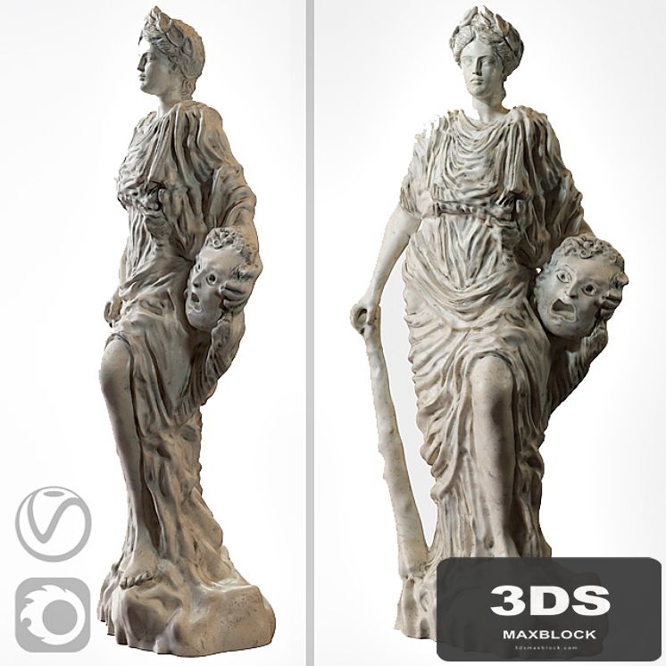 Classic Antique sculpture (Melpomene) vray + corona