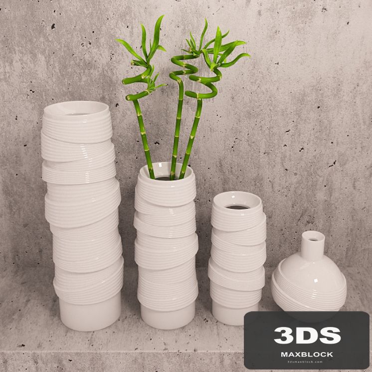 Vases and bamboo set
