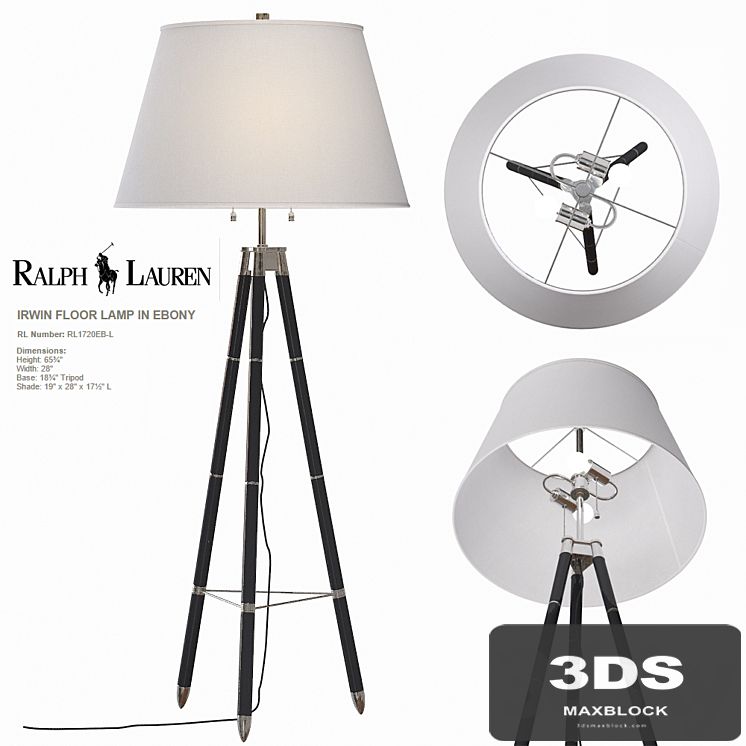 Ralph Lauren IRWIN FLOOR LAMP IN EBONY RL1720EB-L