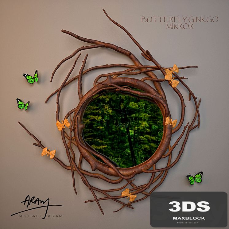 Aram Michael Butterfly Ginkgo Mirror