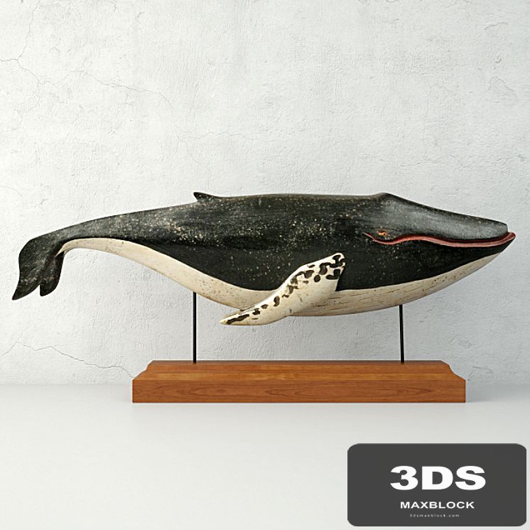 Carved and Painted Wooden Humpback Whale