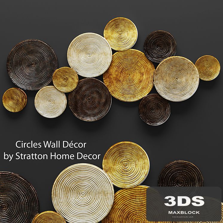 Circles Wall Decor, wall decor, disks, panels, picture, wall decor, gold, luxury, panel, design, metal decor