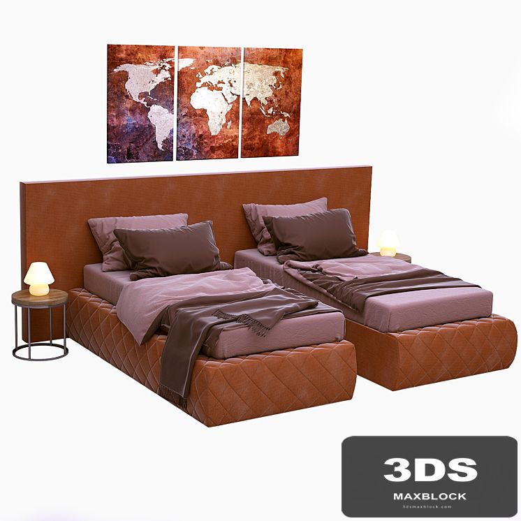 Bed Meridiani Tuyo Low Plain + Spring Base Diamond