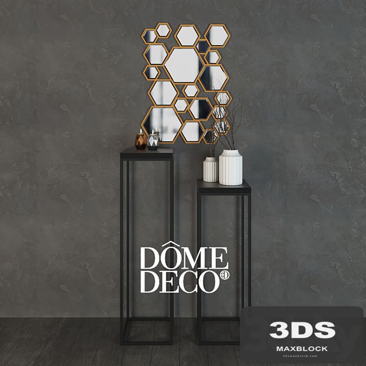 Dome Deco decor set with vases, consoles, mirror