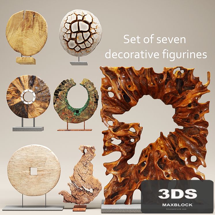 Set of seven decorative figurines, figurine, stone, decor
