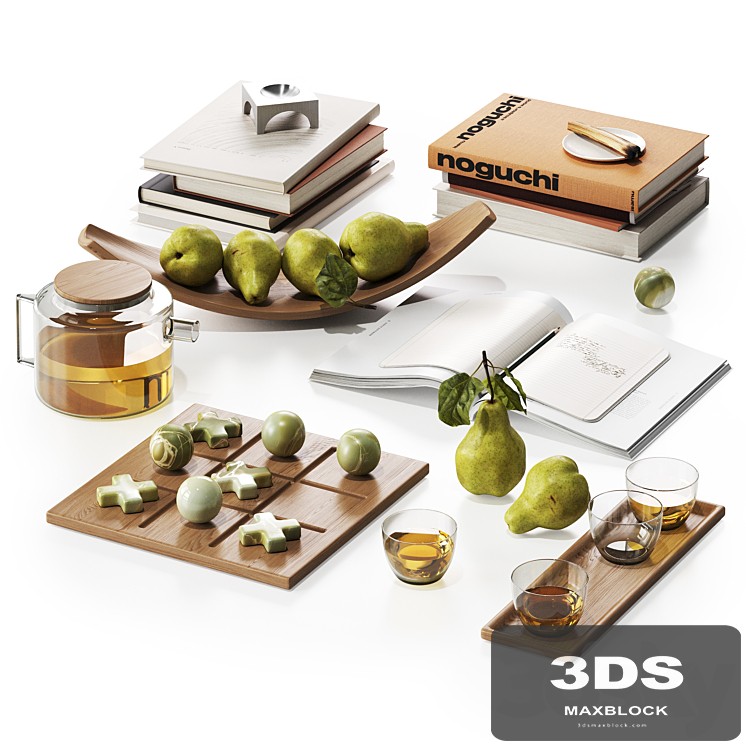Decorative set with pearls and books