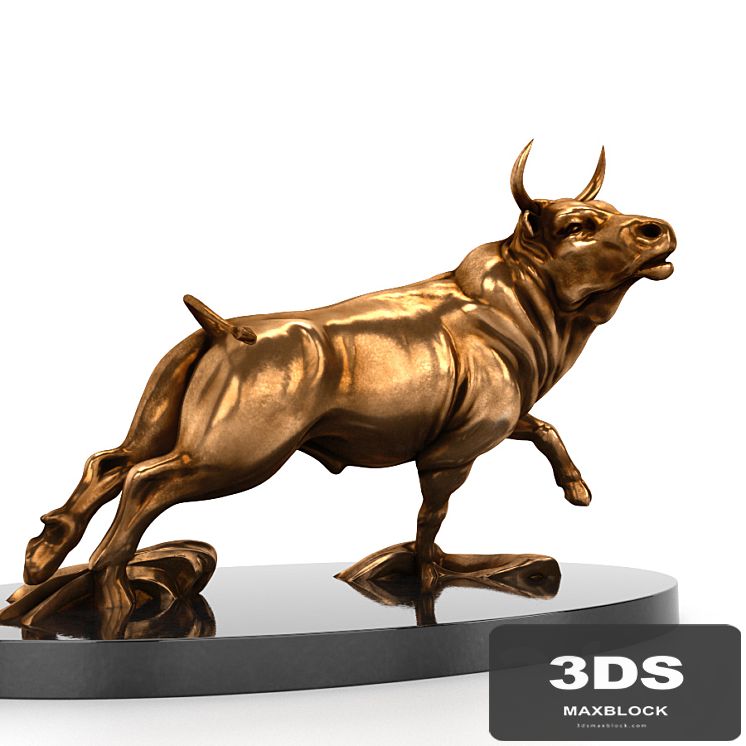 A bronze statue of a bull