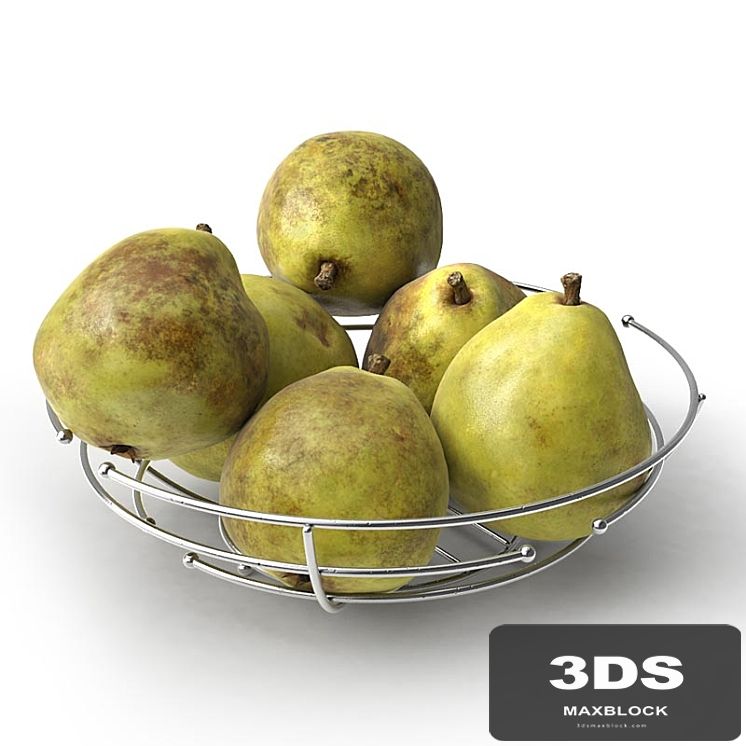 Pears in metal vase