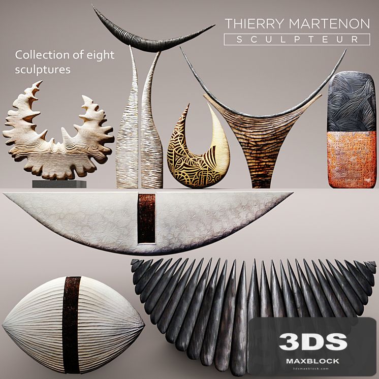 Sculpture Collection Thierry Martenon 8 pcs. figurine, carving, abstraction, modern art, art