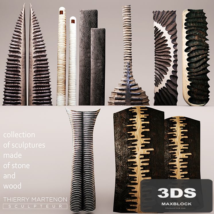 Set Sculpture Thierry Martenon, figurine, carving, abstraction, modern art, art