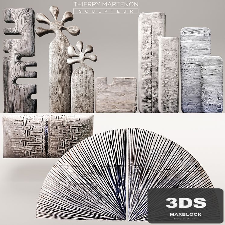 Set Sculpture Thierry Martenon, figurine, carving, abstraction, modern art, art, round, wall