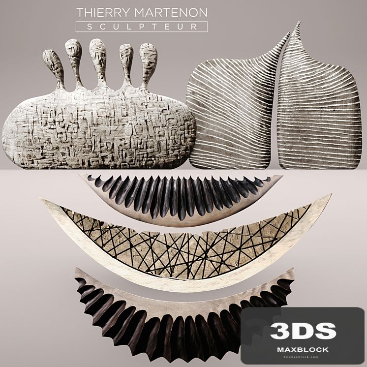 Set Sculpture Thierry Martenon, figurine, carving, abstraction, modern art, art