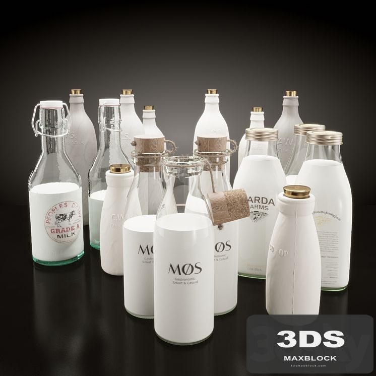 Milk bottles set