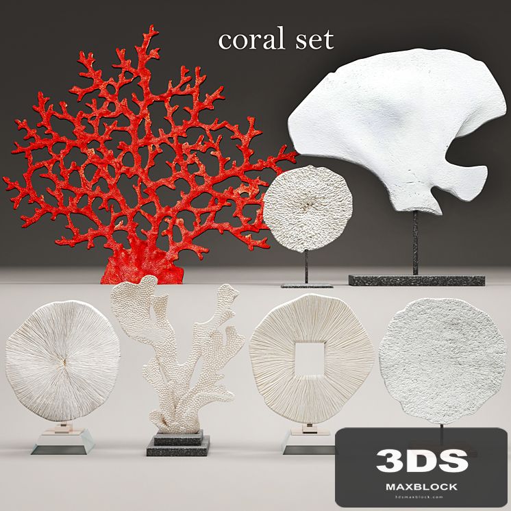 coral set, decor, figurines