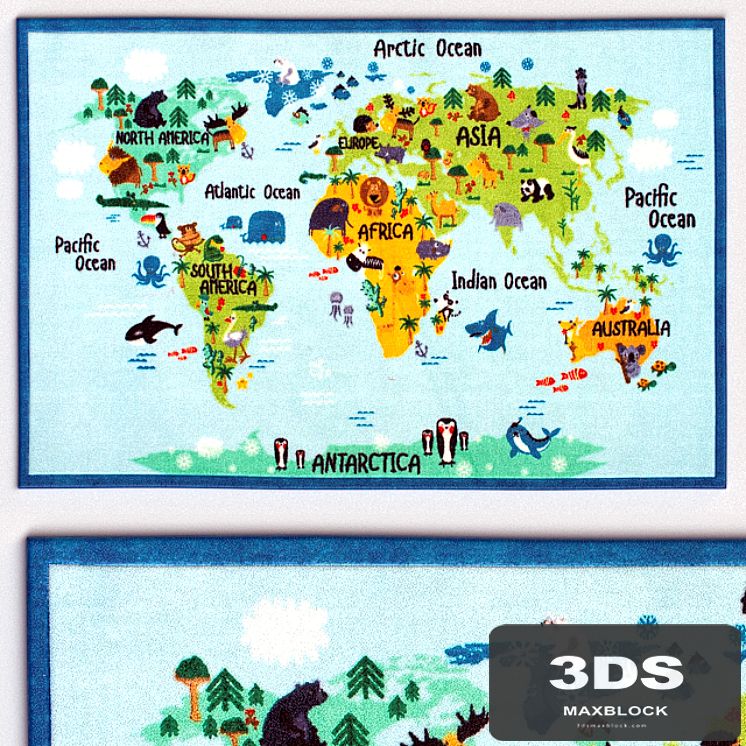 Carpet NuLoom Animal World Map Rug