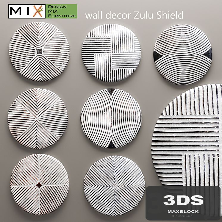 Design Mix Furniture. Zulu Shield. Panel, panel, Africa, white, bleached, abstraction, picture, set, wall decor