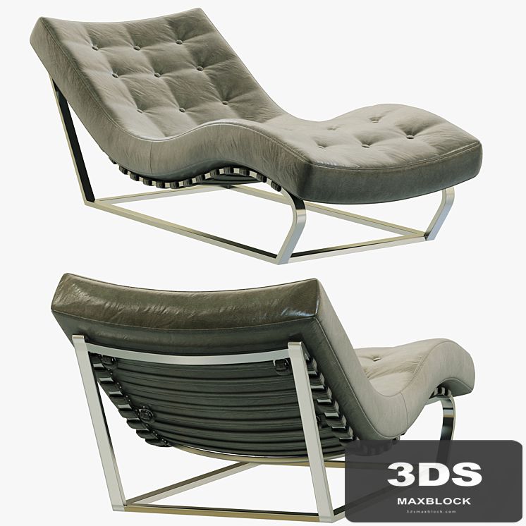 RH Modern Heath Box Leather Chaise