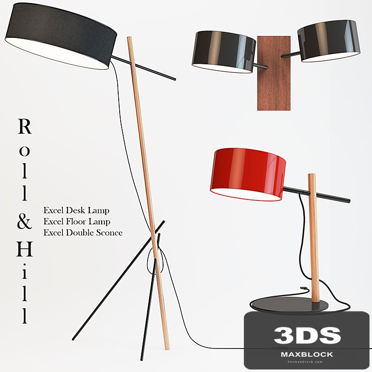 Roll & Hill - Excel Desk, Floor Lamp, Double Sconce