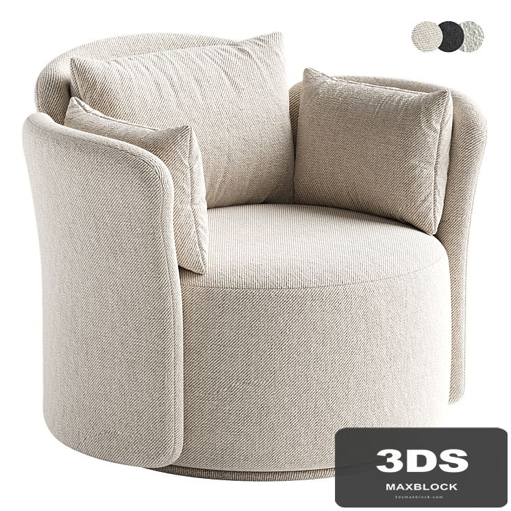 Swivel chair Lulu L black and white boucle