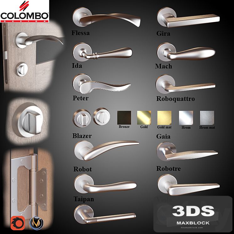 Door knobs 12 pcs. (5 colors) Colombo