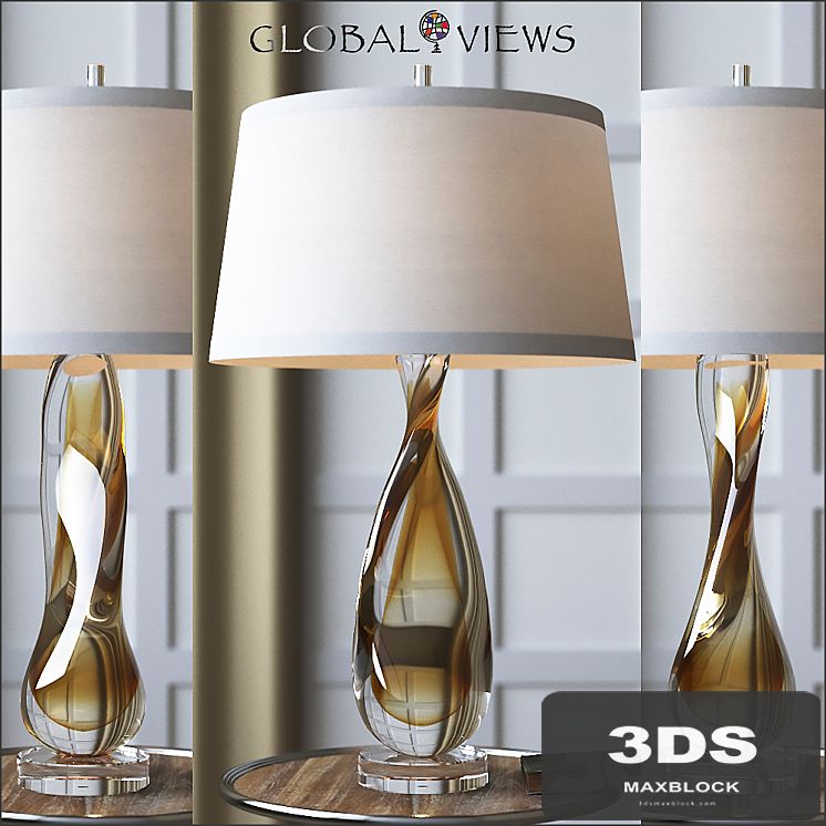 Global Views Amber Twisted Art Glass Lamp
