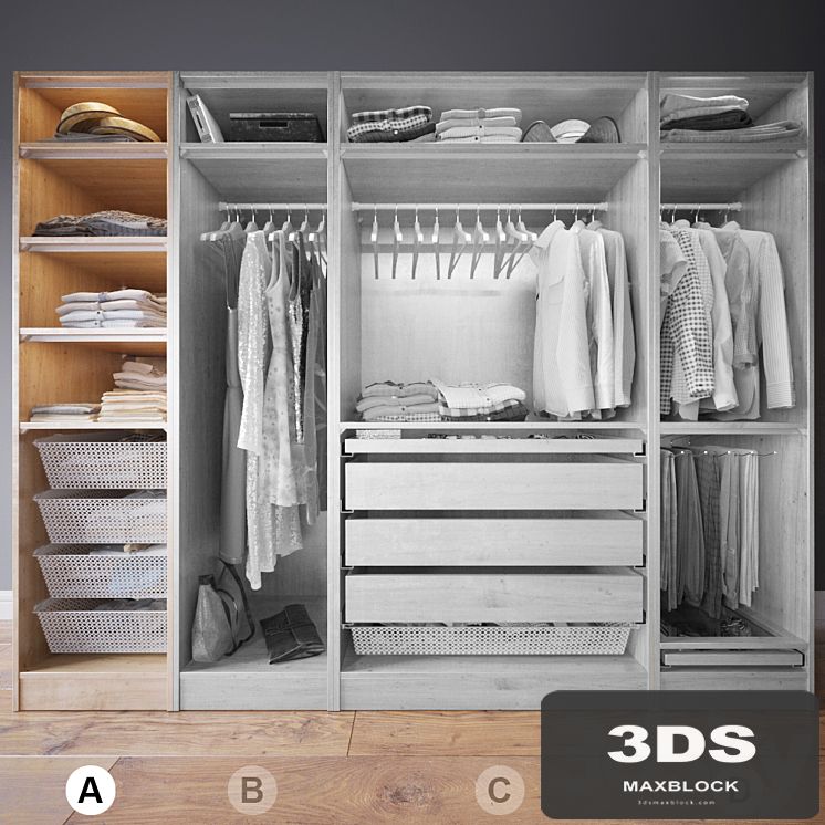 Clothes in the closet section A 1-4